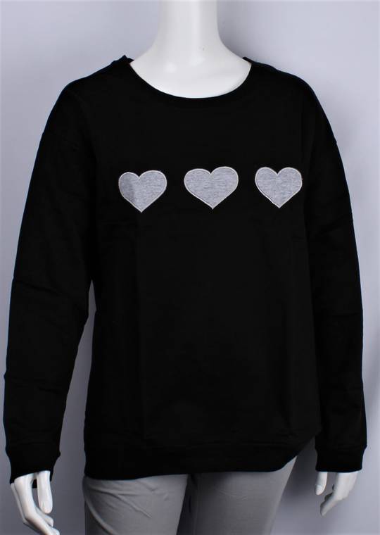 Alice & Lily sweatshirt w embroidered hearts black STYLE : AL/HEARTS/BLK